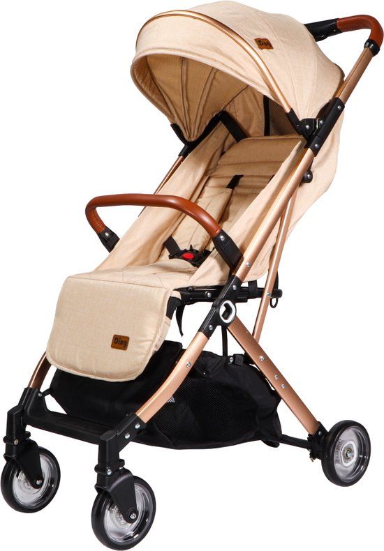 Ding Vivo Wandelwagen - Beige/Rose - Inklapbaar - Incl. boodschappenmandje en zonnekap