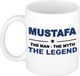 Bellatio Decorations Mustafa cadeau mok - man myth legend - naam koffiemok / beker - wit en blauw - 300 ml - verjaardag
