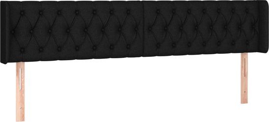 vidaXL Hoofdbord met randen 203x16x78/88 cm stof zwart