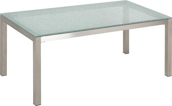 Beliani Grosseto Tuintafel Transparant Glas, Roestvast staal