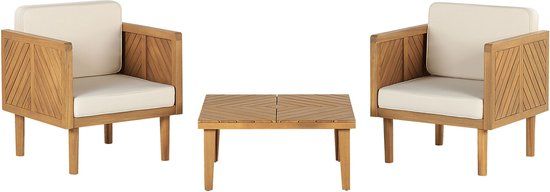 Beliani BARATTI Tuinstoel Set met Salontafel - Acacia Hout - Licht Houtkleur - 2 Jaar Garantie
