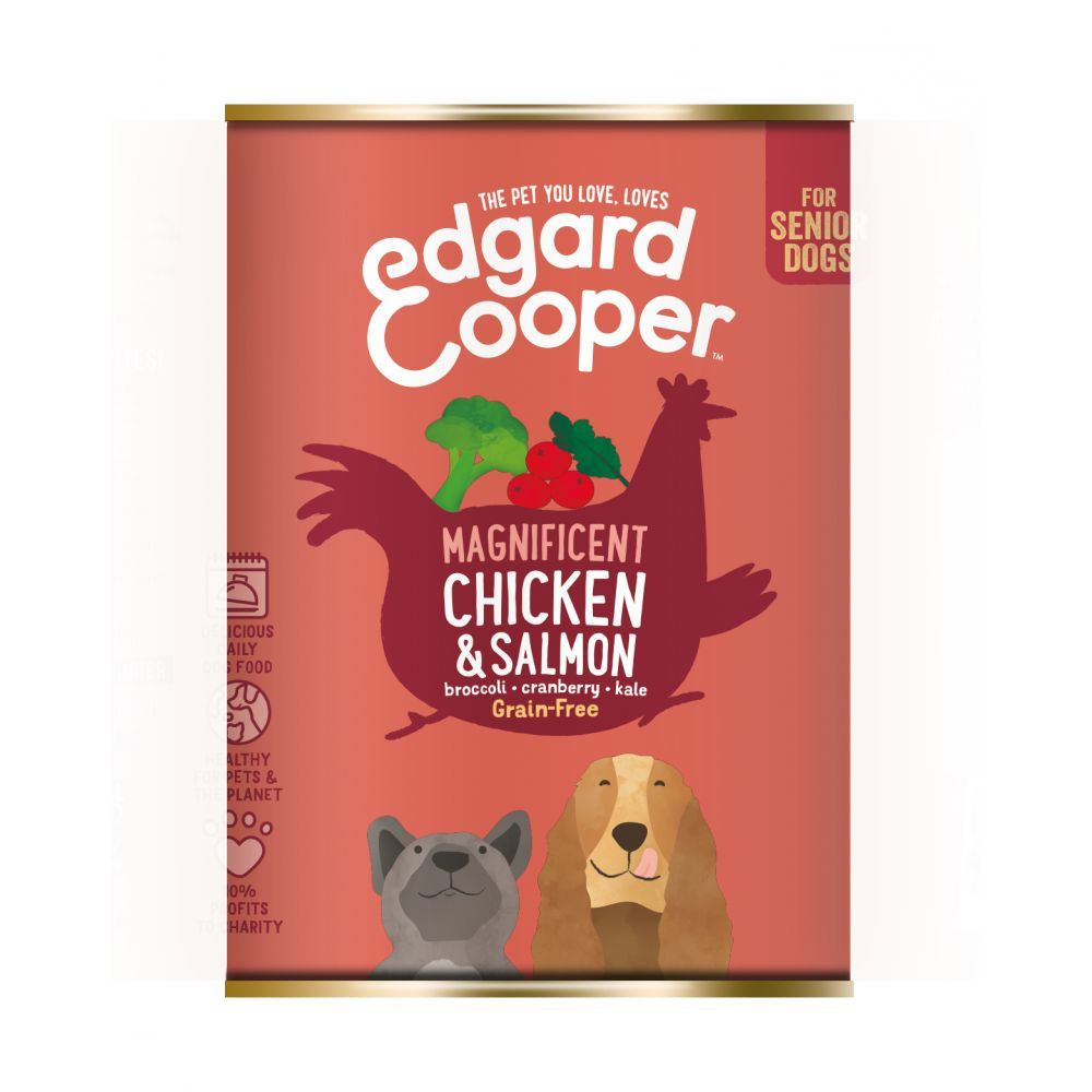 Edgard & Cooper 6x Blik Vers Vlees Senior Kip en Zalm 400 gr