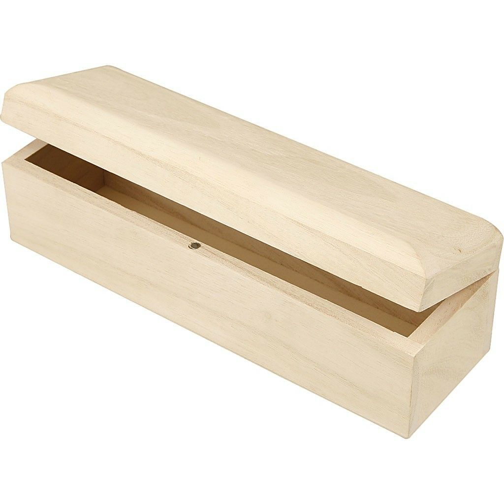 Creotime Wooden Storage Box with Lid - Rectangular - Wood - 20x6x6 cm