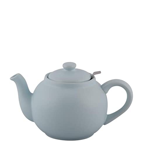 plint Simple & Stylish Ceramic Teapot, Globe Teapot with Stainless Steel Strainer, Ceramic Teapot for 6-8 cups, 1500 ml Ceramic Teapot, Flowering Tea Pot, TeaPot for Blooming Tea, Ice Color