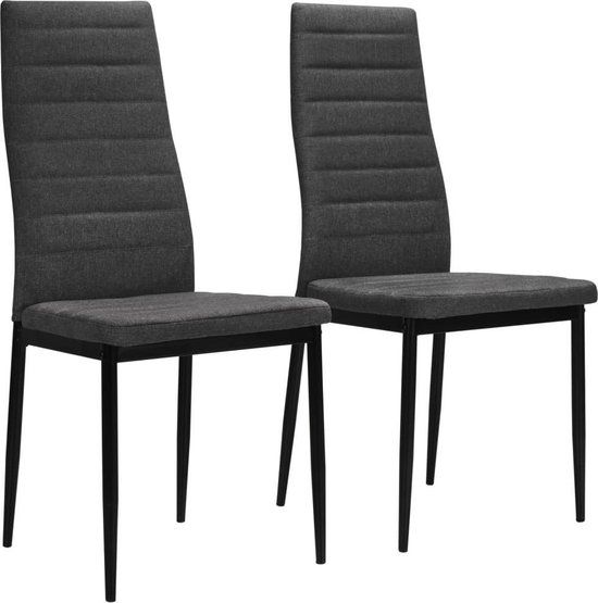 vidaXL Eetkamerstoelen 2 stuks stof donkergrijs
