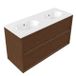 Saniclass Holz Frame Badkamermeubelset - 120x45x74cm - Chaci keramische wastafel wit - 2 wasbakken - zonder kraangaten - 2 lades - mat walnut pure (hout) SW1578610/SW1234850