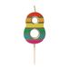 Talking Tables Nummer 8 Regenboog verjaardagskaars voor taarten, taarttopperdecoratie, premium kwaliteit, cijferkaarsen, jubileumfeest, mijlpaalleeftijd, 5,5 cm hoogte, gerecyclede verpakking