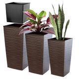 KADAX Bloempotset, bloempot van kunststof, plantenbak, weerbestendige bloempot, voor binnen en buiten, weerbestendige bloempot (mokka, set van 3 stuks)
