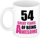 Bellatio Decorations Great years of being awesome Koffiemok Cadeau - 54 jaar - wit/roze