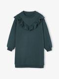 VERTBAUDET Zalando Jurk van sweaterstof met ruches voor meisjes smaragdgroen