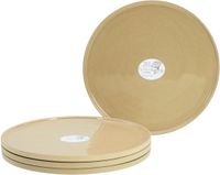 CreaTable, 21653, Futuro-serie, serviesset van 4 stuks, aardewerk, zandkleurig, rond, 26 cm, vaatwasser- en magnetronbestendig