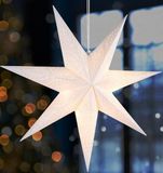 BRUBAKER 60 cm Papieren Kerstster om op te Hangen - Raam Adventster - 3D Papieren Ster met E14 Voet - Hangende Kerstdecoratie Lichtster met 3,5 m Kabel - Wit