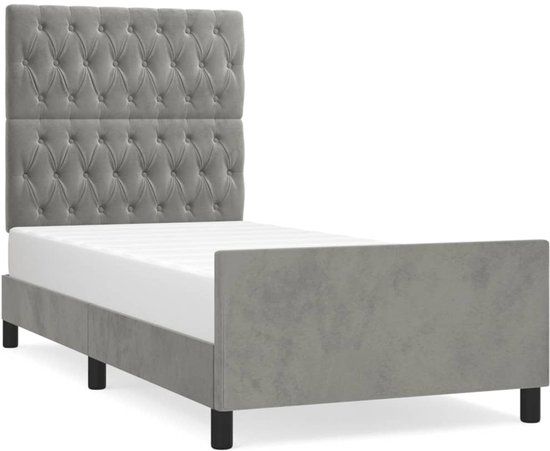 vidaXL Bedframe 90x200 cm Lichtgrijs Fluweel