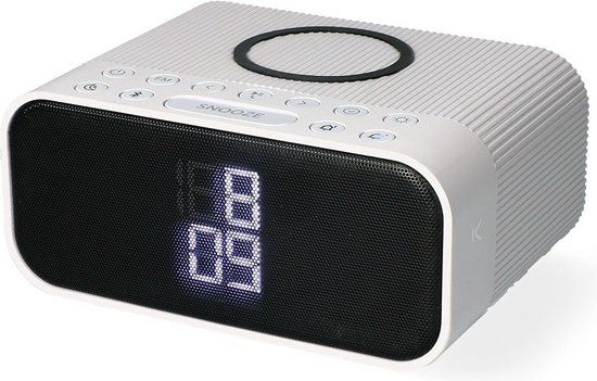 KSIX Bluetooth Speaker with Alarm and Radio - White