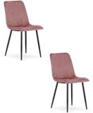 Oskar LAVA Eetkamerstoelen – Set van 2 – Zwart Velvet – Zwarte Metalen Poten