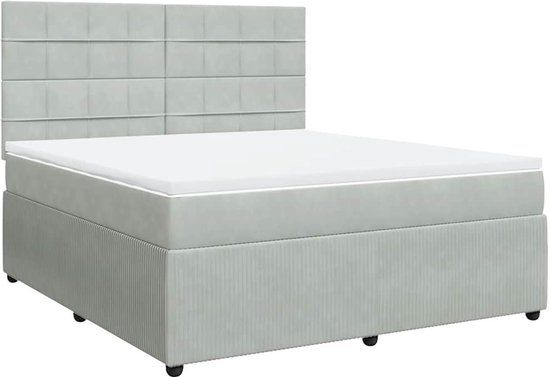 VidaXL Boxspring met matras fluweel lichtgrijs 180x200 cm