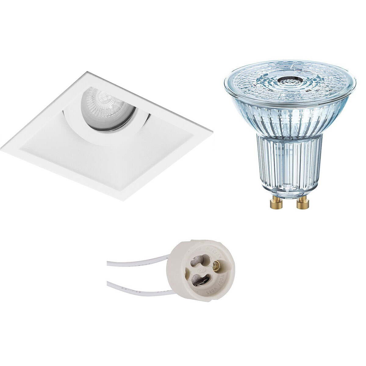 Osram - LED Spot Set - Parathom PAR16 940 36D - Pragmi Zano Pro - GU10 Fitting - Dimbaar - Inbouw Vierkant - Mat Wit - 3.7W - Natuurlijk Wit 4000K - Kantelbaar - 93mm