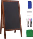 VEVOR Klantenstopper Reclamestandaard met Houten Frame 508 X 1016 Mm, Reclamebordstandaard 432 X 750 Mm Eetbord Bruin Incl. 8 Krijtstiften Om met Krijt Te Schrijven voor Restaurants, Bars Etc