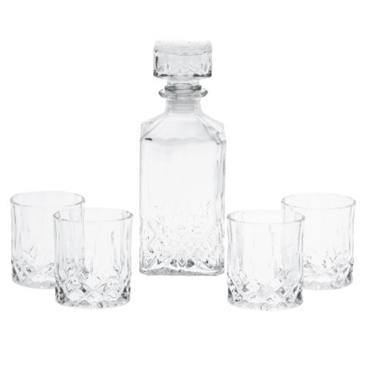 Orange85 Whiskey set - 4 Glazen met Karaf - Whiskey glazen - Tumbler - Whiskey karaf - 5 delig