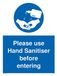 Gebruik Hand Sanitiser voordat u