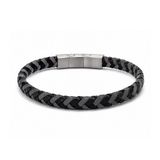 Frank 1967 Leren Armband Heren Zwart/Grijs Gevlochten Leer 21 cm