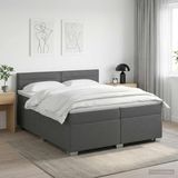 vidaXL Boxspringbed met matras, donkergrijs, 200 x 200 cm, stof