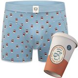 A-dam Blue Take Away Coffee AOP_Giftbox Boxershort Biologisch Katoen Heren Blauw XL