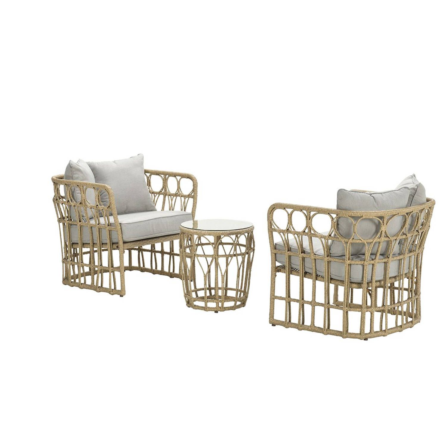 Garden Impressions Colonial Loungeset 3-delig - Natural Rotan/Sand