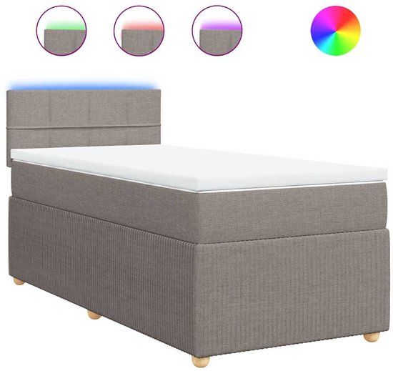 vidaXL Boxspring met matras stof taupe 90x200 cm