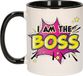 Bellatio Decorations Mok voor Baas - Beste Baas - Roze/Zwart - 300 ml