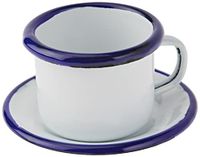 Ibili Mok Blanca met plaat geëmailleerd staal, wit/blauw, 8,5 x 8,5 x 10 cm