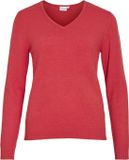 VILA VIRIL V-NECK L/S KNIT TOP - NOOS - Dames - Gebreide truien - Hibiscus - S