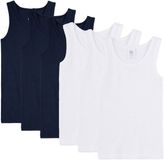 Sanetta Onderhemd Set van 6 Kinderen Wit/Blauw Maat 140