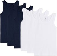 Sanetta Onderhemd Set van 6 Kinderen Wit/Blauw Maat 140