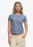 Superdry Essential Logo Gestreept T-shirt Slanke Pasvorm Dames Tidal Blue Stripe