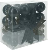 Christmas Decoration Koopman International Christmas Decorations kerstballen set 3,4,6 cm met piek -54dlg - zwart