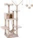 Merkloos / Sans marque XXL Climbing Tree Stable Scratching Post with Hammock Hollow Playsisal 154 cm beige