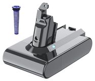 Dyson V6 Batterie, reservebatterie 6,0 Ah, compatibel met SV03, SV05, SV07, SV09, DC62, DC58, DC59, DC61, DC72, DC74, Jaune, inclusief filter