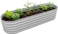 Relaxdays Moestuinbak - 45x240x60 cm - verzinkt metaal - lichtgrijs