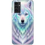 Maniacase Samsung Galaxy A13 5g Hoesje Wolf wit paars reflectie
