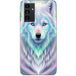 Maniacase Samsung Galaxy A13 5g Hoesje Wolf wit paars reflectie