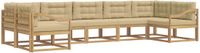 vidaXL - Hoek loungeset - 7 zitplaatsen - Acacia hout - Wit en Beige