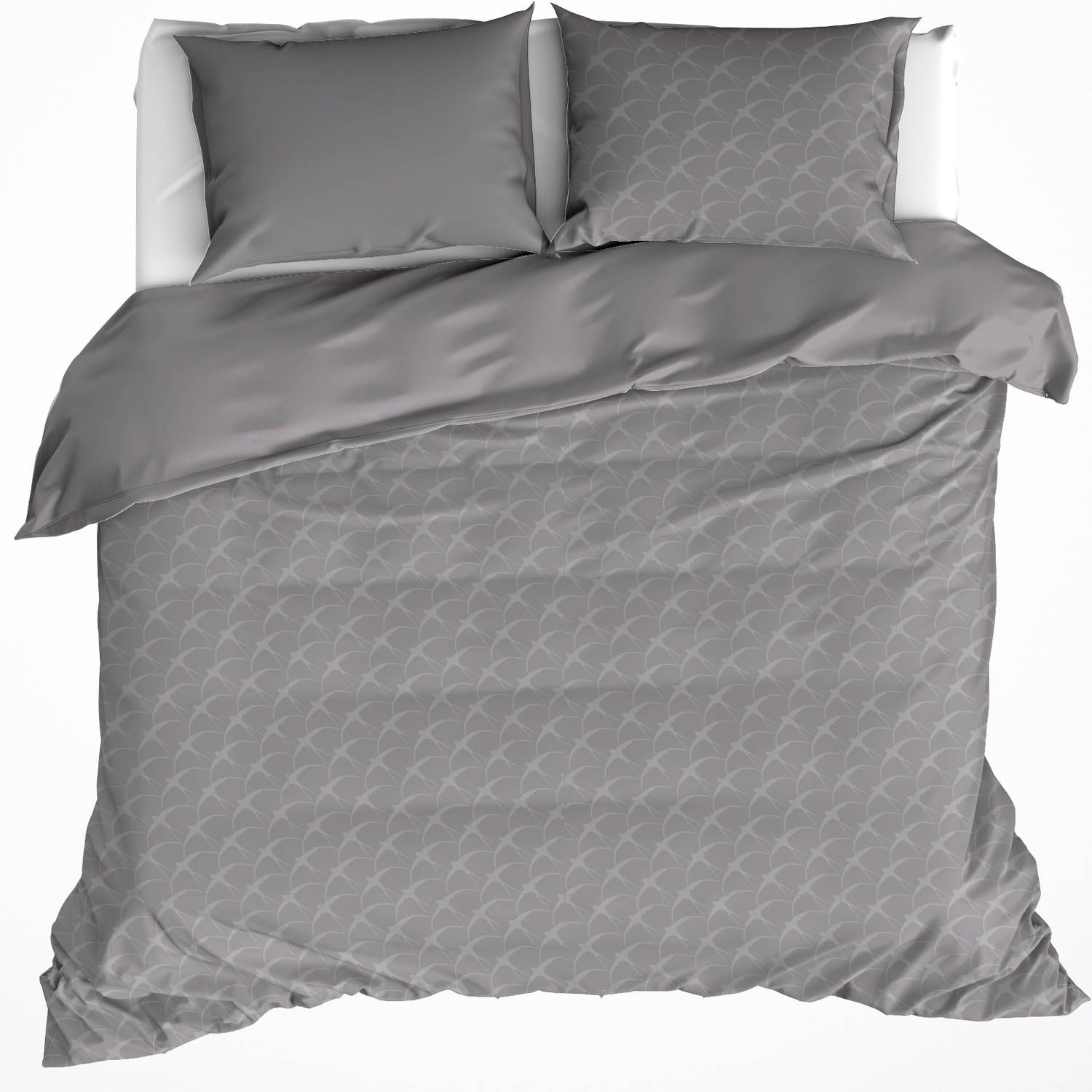 De Witte Lietaer dekbedovertrek birds grey - hotelmaat - 260 x 240 cm - flanel