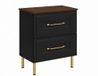 3xE living Meuble sous-lavabo 60 cm, noir/chêne noyer, pieds dorés, Classic