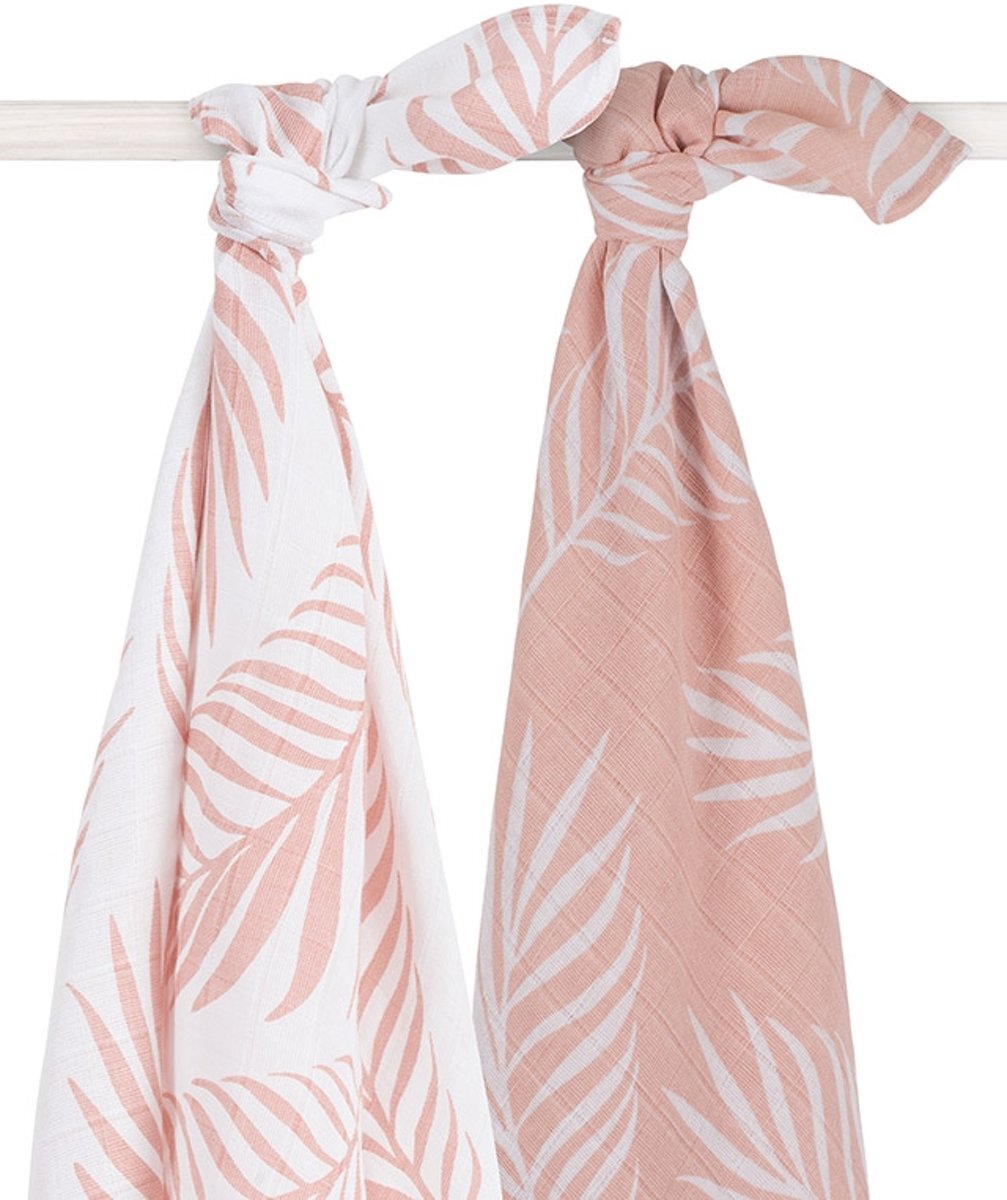 Jollein Hydrofiele doek 2 stuks Nature Pale pink 115x115cm roze