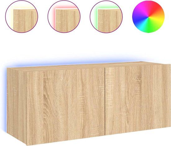 vidaXL Tv-wandmeubel met LED-verlichting 100x35x41 cm sonoma eiken