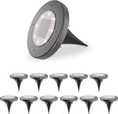 HOFTRONIC Ellis 12x Solar Grondspots Buiten Zwart - 8 LEDs - IP65