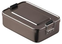 Icecat Lunchbox "Metallic" - Robuuste lunchbox en aluminium met een afneembaar deksel en praktische sluitclips - Anthraciet