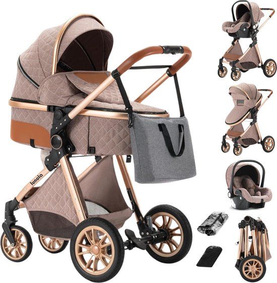 Lunola Nova 3-in-1 Kinderwagen Set - Khaki - Incl. Autostoel & Onderhoudskit