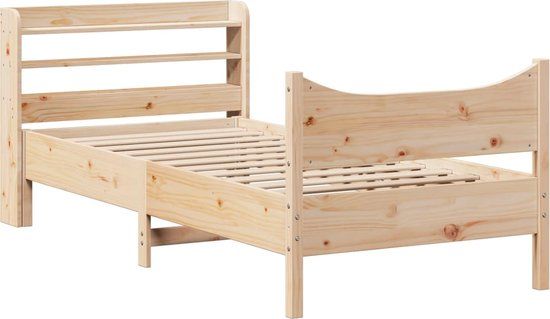 vidaXL Bedframe met hoofdbord 75x190 cm Grenenhout